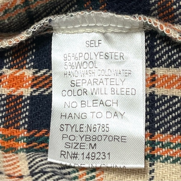 Kori Plaid Blue & Orange Shacket Size Medium - Picture 8 of 9